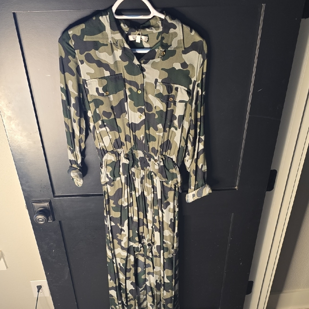 Camouflage Long Sleeve Maxi Dress